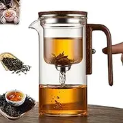 Assassins teapot Borosilicate Glass Magnetic Teapot with Wooden Handle - Zenpour Magnetic Filtration System for Effortless Water Separation, for Brewing Tea