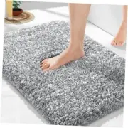 Luxury Bathroom Rugs, Fluffy Bath Mats, Non 17" x 24" Light Gray and White