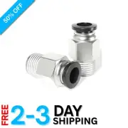 Compact Push-to-Connect Fittings, 1/4" OD x 1/8" NPT, Works with PU/PA/PE/PVC