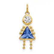 10K Yellow Gold September Girl Birthstone Charm