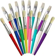 Kids Paint Brushes Set, 16 PCS Round and Flat Preschool Brushes for Washable and Acrylic Paint