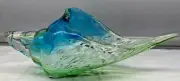 Conch Sea Shell Abstract Art Glass Blue Green White Figurine New New 10"