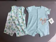 NWT Little Me Sz 3m 2 Pk Monkey Rompers