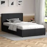 ALFORDSON Bed Frame Base with Gas Lift Storage King Single Size Tricia Series with Bed Head, Mattress Topper Platform Foundation with Linen Fabric Upholstery for Bedroom, Fabric Charcoal