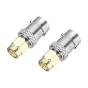 2 Pack SMA Connectors Straight SMA Male BNC Female Connector Gold Nickel-Plated