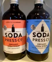 SODA PRESS Organic Soda Syrup PINK GRAPEFRUIT & LEMONADE for Sodastream 16.9 Set
