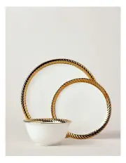 [Heritage] Gold Rope 12pc Dinner Set in Gold & White