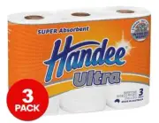 Handee Double Length Ultra Paper Towel (120 Sheets per roll), White 3 count