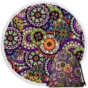 Multi Colored Mandalas Stack Round Beach Towel