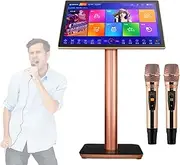 Portable Karaoke Machine, Professional Ktv Touch Screen Player with 2 Wireless Microphones, Cloud Download Songs and Multi-Language Support Switching, Suitable for Home, Bar, Party,22inch-2TB