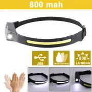 USB Rechargeable Headlight Torch Work Light Head Band Bar Lamp COB LED Headlamp