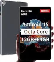 HAOVM M8 Android 15 Tablet 8 inch,8 core CPU,12GB+64GB,2TB Expandable,HD IPS Display,Widevine L1,Wi-Fi 6,BT5.4,5MP+8MP Camera,5100mAh Large Battery,Tablet for Kids,Black