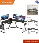 Space-Saving L-Shaped Computer Desk with Multi-Slot Drawer and Adjustable Shelf