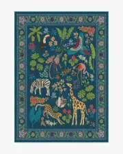 150' x 215' | Machine Washable Runner Rug | Kid & Pet Friendly | Indoor Rug | Iris Apfel Jingle Jungle Royal Blue Rug | Ruggable