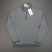 Tommy Bahama Sweater Mens Small Gray Islandzone Coolside Half Zip Coolmax NWT