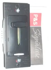 Pass & Seymour Slide Dimmer Light Switch Black Single Pole 600W - SLS600BKCC6