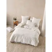 Linen House Vista White Home/Bedroom Cotton Quilt Cover Set with Pillowcase