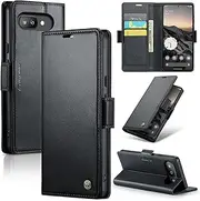 Case for Google Pixel 9a Cover Official Lightweight Shockproof Premium Leather Wallet Case with [RFID Blocking] 3 Card Slots Stand Magnetic Flip Phone Case for Google Pixel 9a Black