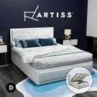 Artiss Bed Frame Double Size Gas Lift Storage Mattress Base Wooden White TIYO