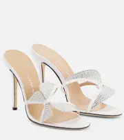 [Alessandra Rich] Alessandra Rich Butterfly crystal-embellished leather mules AU 10 white