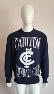 Carlton Blues AFL AFCAL0781 Mens Navy Supporter Knit Crew Neck Jumper Size XL