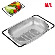 Over the Sink Colander Strainer Basket Stainless Steel Sink Expandable Handle