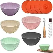 Mini Silicone Banneton Basket with Lid & Bread Lame (Set of 5, 5 inch), Bread Proofing Basket with Starter Kit- Baking Supplies Coldairsoap
