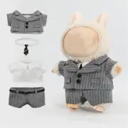Clothes For 15cm Labubu Canvas Suit Uniform College Style Uniform Set (Grey)
