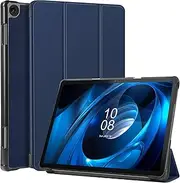 DUEDUE Case for Lenovo Tab M10 3rd Gen 10.1 inch 2022 Tri-Fold Hard Shell Protective Tablet Case for Lenovo Tab M10 Gen 3, Shockproof Stand Case Ultra Thin PU Leather, Auto Wake/Sleep, Dark Blue