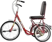 Tricycle for Adults, Adult Tricycle Single Speed Bicycle 3Wheel+Seat Backrest Basket Traditional Design for Seniors 122CM*54CM*96CM