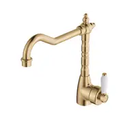 Fienza Eleanor Mordern Vintage Shepherds Urban Brass Solid Brass With Ceramic Handle Swivel Crook Sink Mixer