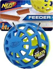 Nerf Dog 5 Inch Durable Treat Feeder Ball for Dogs, Blue/Green