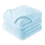 Queen Size Flannel Fleece Blanket, Super Soft Queen ( 90x90 IN ) Light Blue