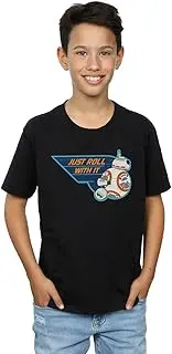 [Absolute Cult] Star Wars The Rise Of Skywalker D-O & BB-8 Just Roll With It Boys T-Shirt Black 5-6 Years