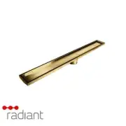 Radiant Tile Insert Linear Shower Grate-100mmx700mm-74mm Outlet-Brushed Gold