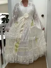 Cream White Lace - Garden or Beach Wedding Skirt & Duster Coat - Size 14 to 1 8
