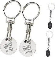 [HOODANCOS] 4Pcs Portable Trolley Token Key Ring Coin Keychain Metal Keychain for Shopping Carts Color Creative Design Key Ring Accessory