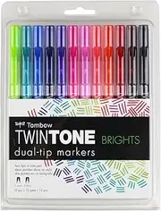Tombow Twintone Bright Marker 12-Pieces Set, Multicolour