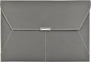 VANRA File Folder Document Holder Document Organizer Waterproof Portfolio Leather Folder Case with 3 Pockets, Filing Envelopes for A4 Letter Size Paper with Snap Magnetic Button Closure (Gray)