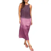 Sleeveless Gradient Colour Split Casual Dress - Purple