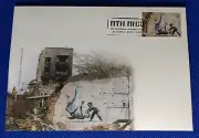 Original Ukrainian PREMIER JOUR Envellope with stamp KYIV. Graffiti by Banksy.
