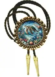 Barrier Reef Sea Turtle Endangered Species Art Bolo Tie Men's Necktie