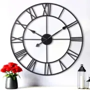 30 Inch Wall Clock Decorative, Oversized Large Black Metal Roman Numeral Wall Cl