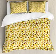 Abstract Duvet Cover Set with Pillow Shams Triangle Rhombus Funky Print