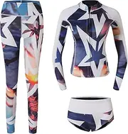 Amagogo 3pcs/Set Women Wetsuit Snorkeling Diving Suit Surfing Lady Shorts Jacket