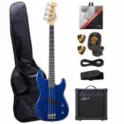 Artist APB Blue P-Style Electric Bass Guitar with Accessories Amp Tuner Gig Bag