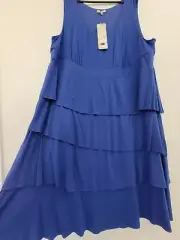 Autograph Plus Size 24 Royal Blue Tiered Stretch Jersey Midi Dress New RRP...