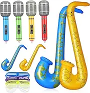 Party Props 12 Pcs Inflatable Microphone Sax Glasses for Boys and Girls' Games Dec