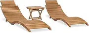 3 Piece Folding Garden Lounge Set Solid Teak Wood,Banana Garden Lounge Set Teak Wood Outdoor Furniture for a Relaxing Ambiance