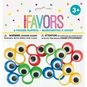 Googly Eyes Finger Puppets 8pcs Kids Birthday Party Bag Fillers Loot Favours